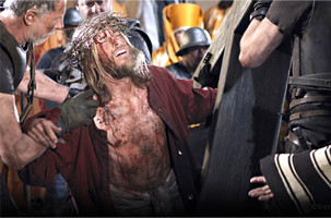 Jesus kneeling with crown of thorns at Oberammergau Passion Play